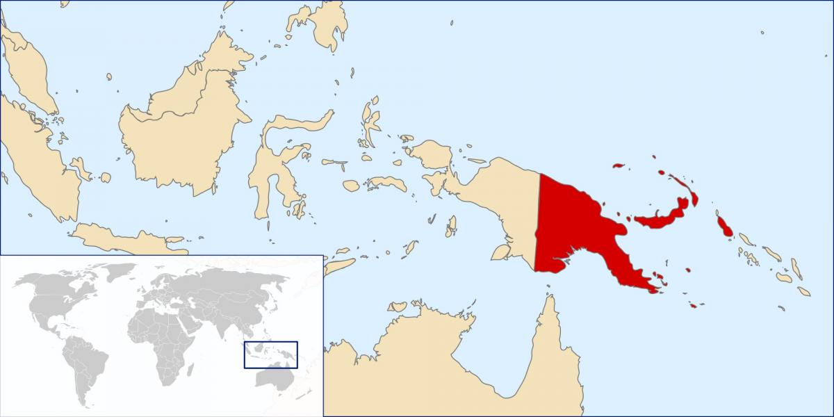 پاپوآ گینه محل بر روی نقشه جهان